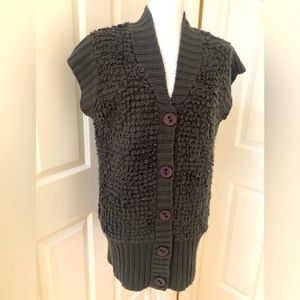 Adore Dark Gray Acrylic Button Front Vest.  Hand Wash, Cold Water.